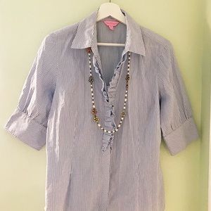 Lilly Pulitzer Button Down Ruffle Top Size 12